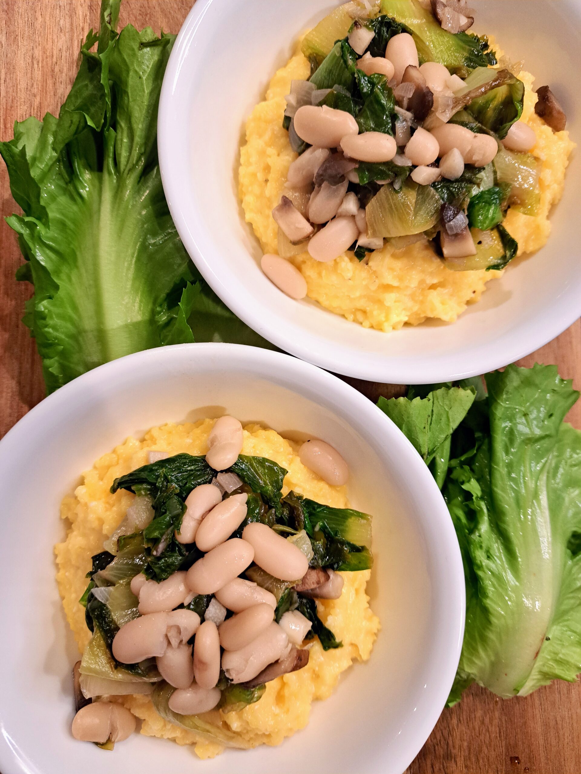 White Beans and Greens with Cheesy Polenta